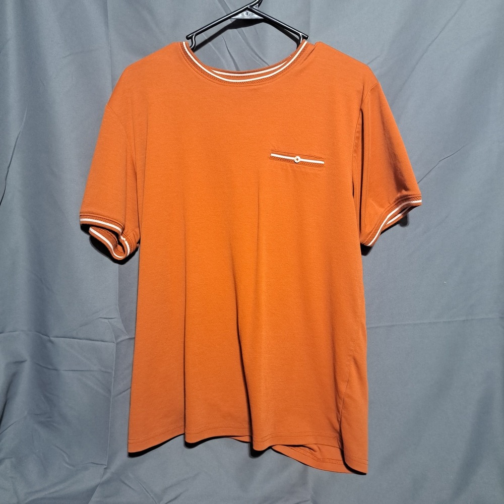 Denim & Flower Ricky Singh Men's XL Short Sleeve Burnt Orange‎ Tee Cotton Poly